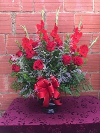 Urn Container Red flowers 